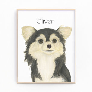 Gepersonaliseerde Tricolor Long Hazard Chihuahua Foto Afdruk