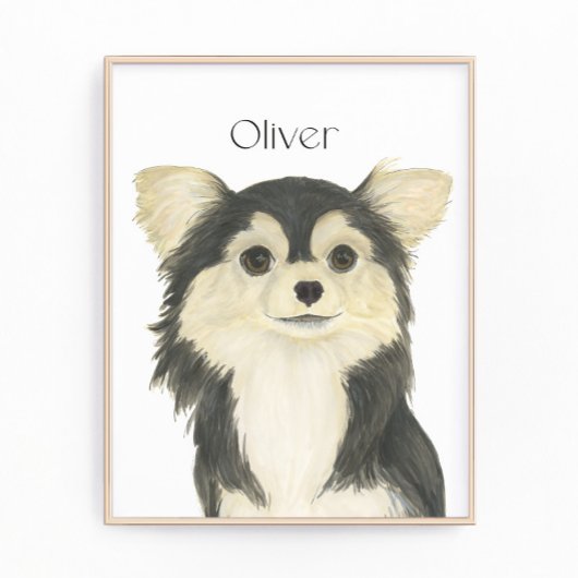 Gepersonaliseerde Tricolor Long Hazard Chihuahua Foto Afdruk