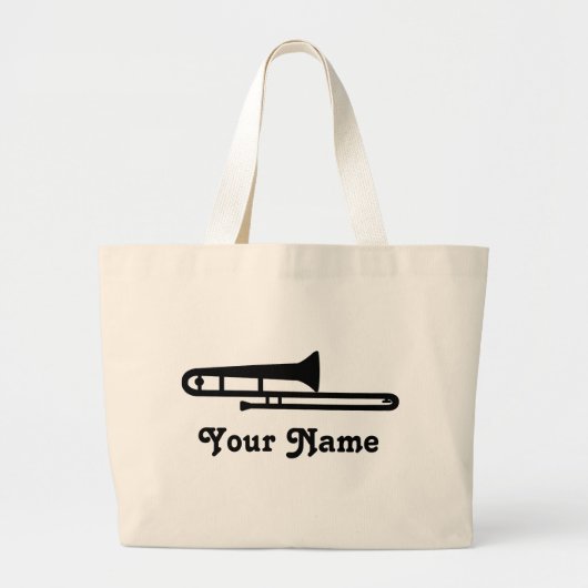 Gepersonaliseerde Trombone Music Gift Grote Tote Bag (Voorkant)