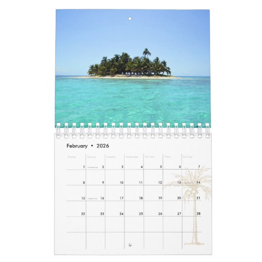 Gepersonaliseerde Tropical Beach 2026 Foto Kalender (Feb 2026)