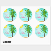 Gepersonaliseerde Tropical Beach bruiloft Stickers (Vel)