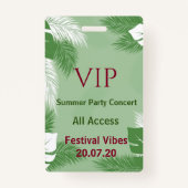 Gepersonaliseerde Tropical Beach Party VIP Access  Badge (Voorkant)