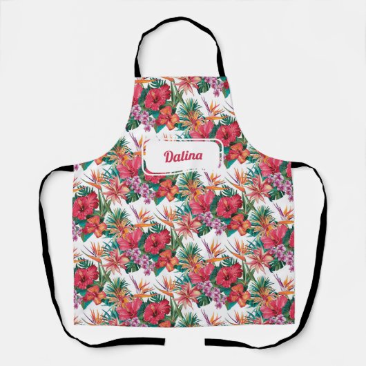 Gepersonaliseerde Tropical Flowers Schort (Voorkant)