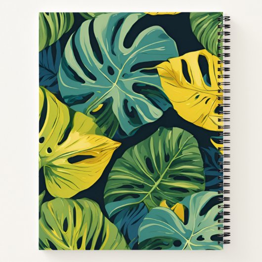 Gepersonaliseerde Tropical Monstera Pattern Sketch Notitieboek (Achterkant)
