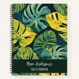 Gepersonaliseerde Tropical Monstera Pattern Sketch Notitieboek