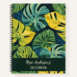 Gepersonaliseerde Tropical Monstera Pattern Sketch Notitieboek