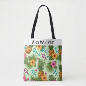 Gepersonaliseerde Tropical Pineapple & RX Pharmacy Tote Bag (Voorkant)