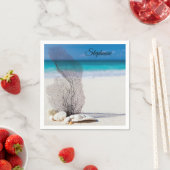 Gepersonaliseerde Tropical Shell Coral Cocktail se Servet (Insitu)
