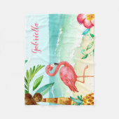 Gepersonaliseerde Tropisch Strand Flamingo Fleece Deken (Voorkant)