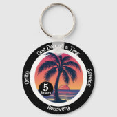 Gepersonaliseerde tropische 12-stappen Jubileum ch Sleutelhanger (Voorkant)