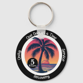 Gepersonaliseerde tropische 12-stappen Jubileum ch Sleutelhanger