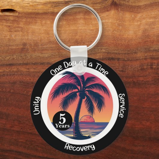 Gepersonaliseerde tropische 12-stappen Jubileum ch Sleutelhanger (Voorkant)