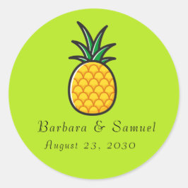 Gepersonaliseerde tropische ananas ronde stickers
