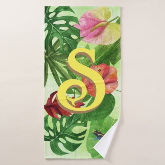 Gepersonaliseerde Tropische bladeren Botanische oe Badhanddoek (Badhanddoek)