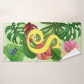 Gepersonaliseerde Tropische bladeren Botanische oe Badhanddoek (Badhanddoek)