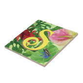 Gepersonaliseerde Tropische bladeren Botanische oe Tegeltje (Zijkant)