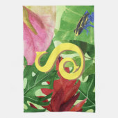 Gepersonaliseerde Tropische bladeren Botanische oe Theedoek (Verticaal)