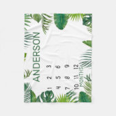 Gepersonaliseerde tropische bladeren Maandelijkse  Fleece Deken (Voorkant)