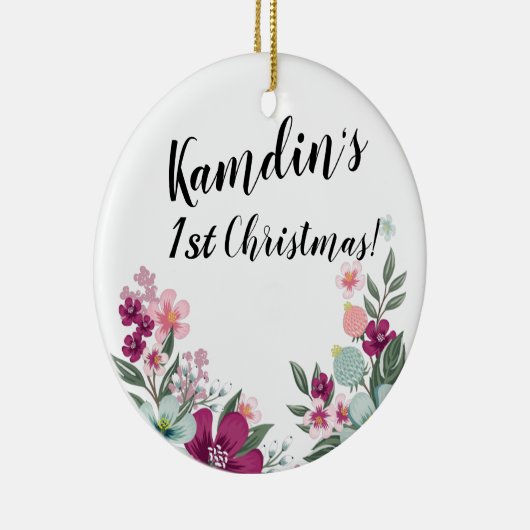 Gepersonaliseerde tropische bloem op wit keramisch ornament (Rechts)