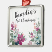 Gepersonaliseerde tropische bloem op wit metalen ornament (Links)