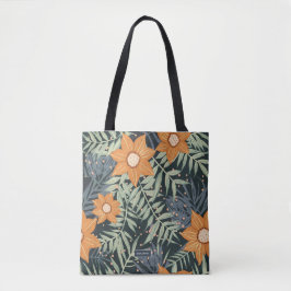 Gepersonaliseerde tropische bloemenbladeren tote bag
