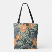 Gepersonaliseerde tropische bloemenbladeren tote bag (Achterkant)