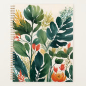 Gepersonaliseerde tropische bloemenprint planner (Voorkant)