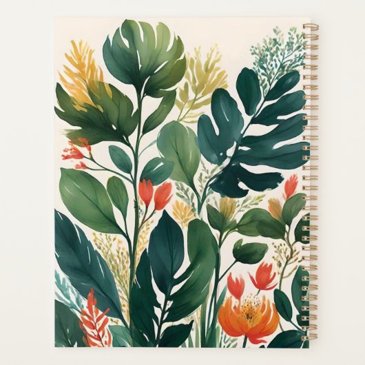 Gepersonaliseerde tropische bloemenprint planner (Achterkant)