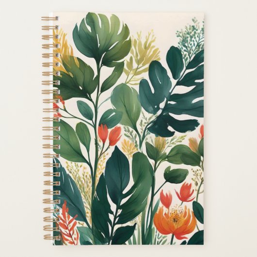 Gepersonaliseerde tropische bloemenprint planner (Voorkant)
