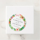 Gepersonaliseerde tropische bruiloft bedankjes labels (In situ)