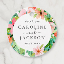 Gepersonaliseerde tropische bruiloft bedankjes labels