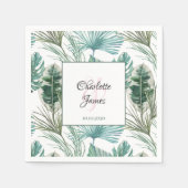 Gepersonaliseerde tropische bruiloft palmschijfpat servet (Voorkant)