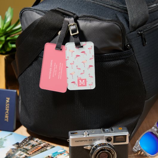 Gepersonaliseerde tropische flamingo bagagelabel (Voorkant /achterkant)