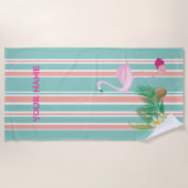 Gepersonaliseerde tropische flamingo strandlaken (Voorkant)