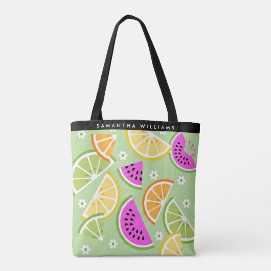 Gepersonaliseerde tropische fruitzomer tote bag (Achterkant)