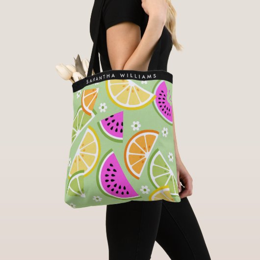 Gepersonaliseerde tropische fruitzomer tote bag (Dichtbij)