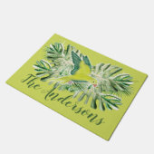 Gepersonaliseerde Tropische Groene Parrot Lime Gre Deurmat (Schuin)