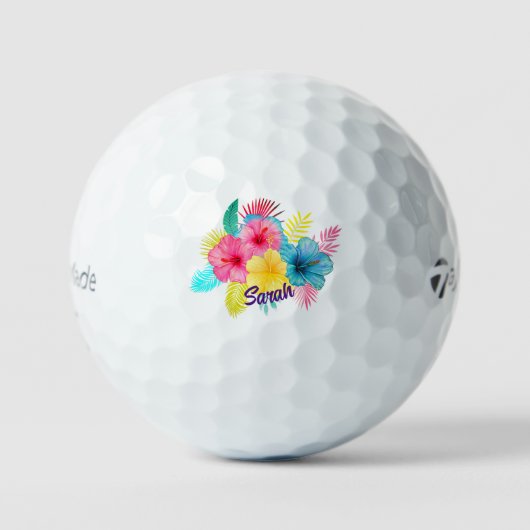 Gepersonaliseerde tropische Hawaiiaanse bloem Golfballen (Voorkant)