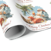 Gepersonaliseerde tropische kerstman cadeaupapier (Rol Hoek)