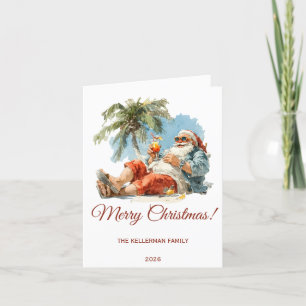 Gepersonaliseerde tropische kerstman feestdagen kaart