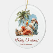 Gepersonaliseerde tropische kerstman keramisch ornament (Links)