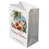 Gepersonaliseerde tropische kerstman medium cadeauzakje (Achterkant Gekanteld)