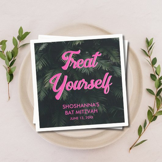 Gepersonaliseerde tropische neon vleermuis mitswa  servet