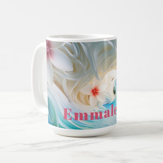 Gepersonaliseerde tropische ontsnapping 3D look st Koffiemok (Voorkant links)