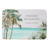 Gepersonaliseerde tropische palmboom Blauw strand Badmat (Voorkant)