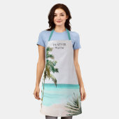 Gepersonaliseerde tropische palmboom Blauw strand Schort (Gedragen)