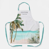 Gepersonaliseerde tropische palmboom Blauw strand Schort (Voorkant)