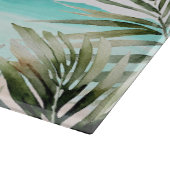 Gepersonaliseerde tropische palmboom Blauw strand Snijplank (Hoek)