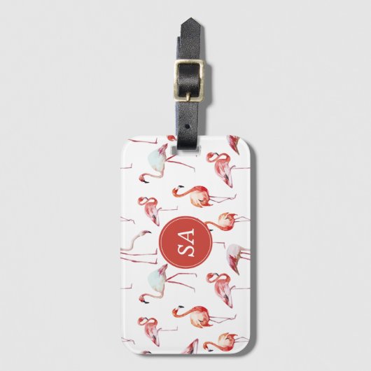 Gepersonaliseerde Tropische Roze Flamingo Waterver Bagagelabel (Voorkant (verticaal))