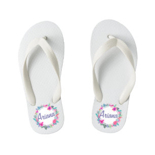 Gepersonaliseerde tropische storm Wreath   Teensli Kinder Teenslippers